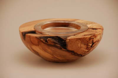 Spalted Beech Candle Holder - Side View